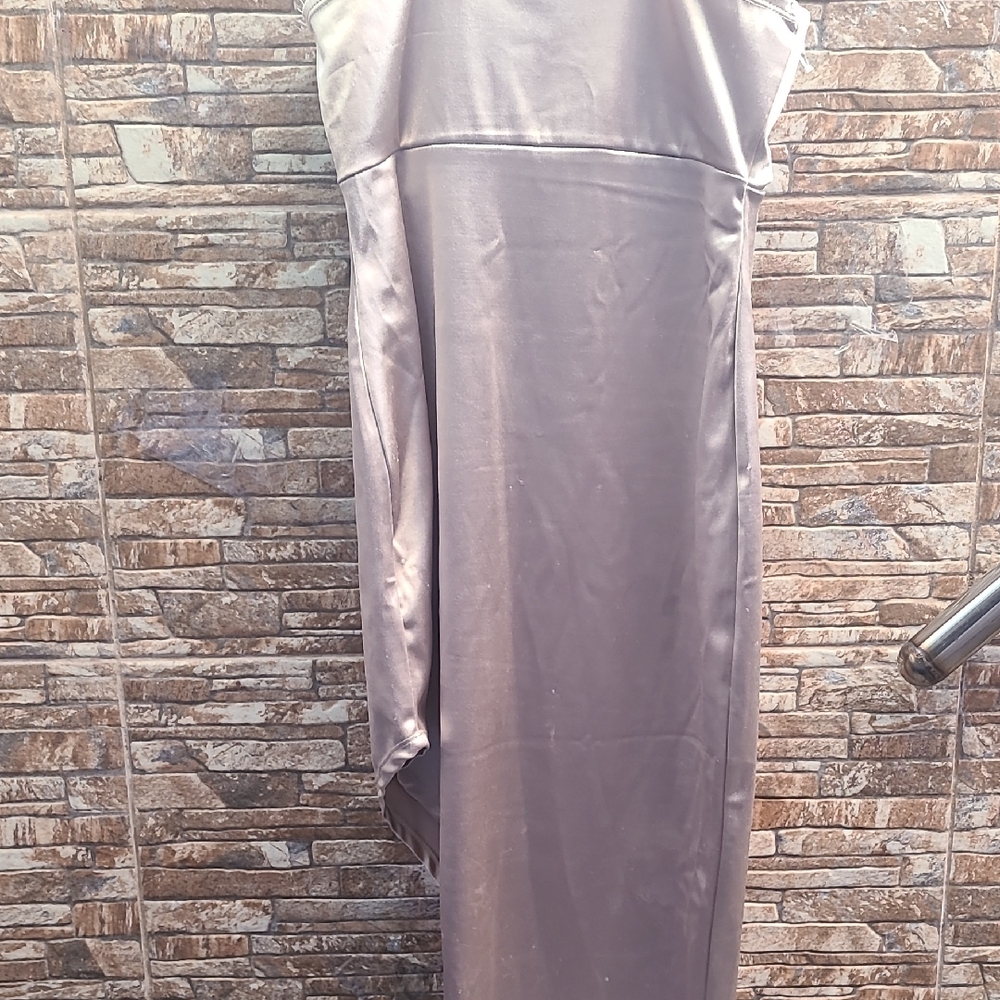 Almost Famous Asymmetrical Satin Dress in Silver - Picture 10 of 11